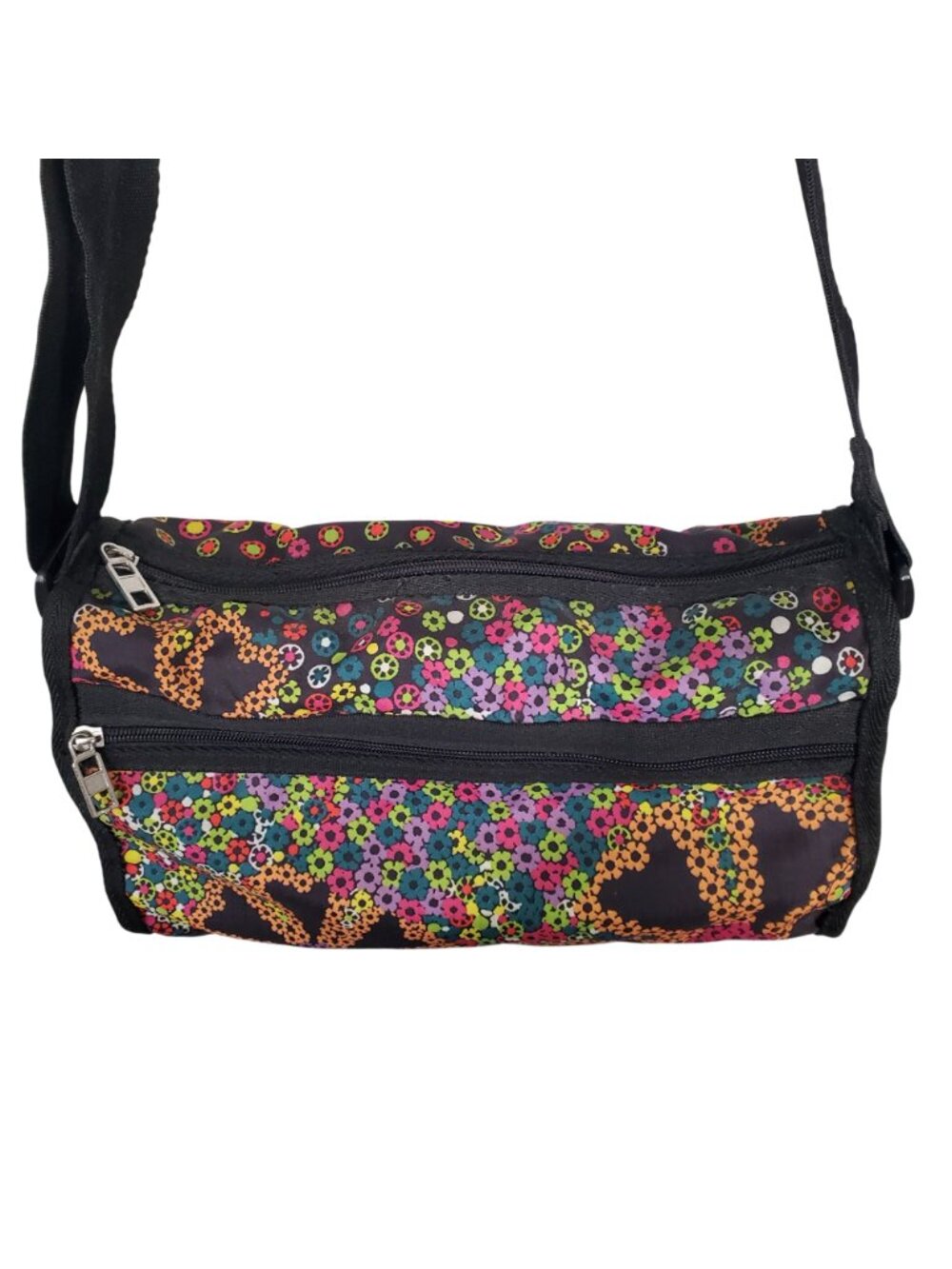Multicolor Floral Nylon Crossbody Shoulder Bag Adjustable Strap Lightweight Boho - Picture 3 of 12